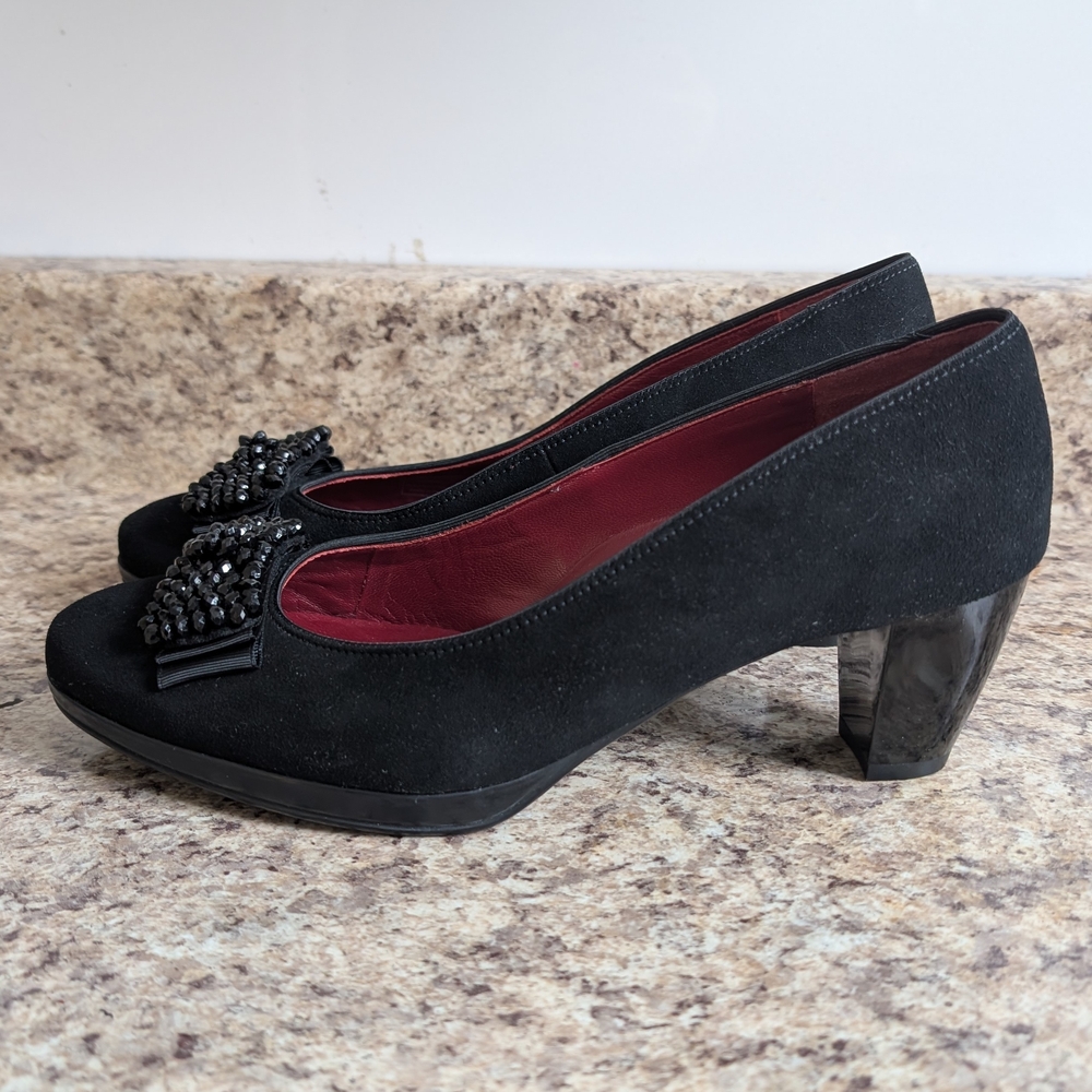 Ara Black Suede Heels